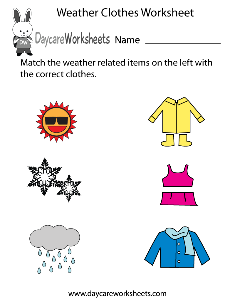 Free Preschool Weather Clothes Worksheet Pocket Chart Activities Print And Play Club