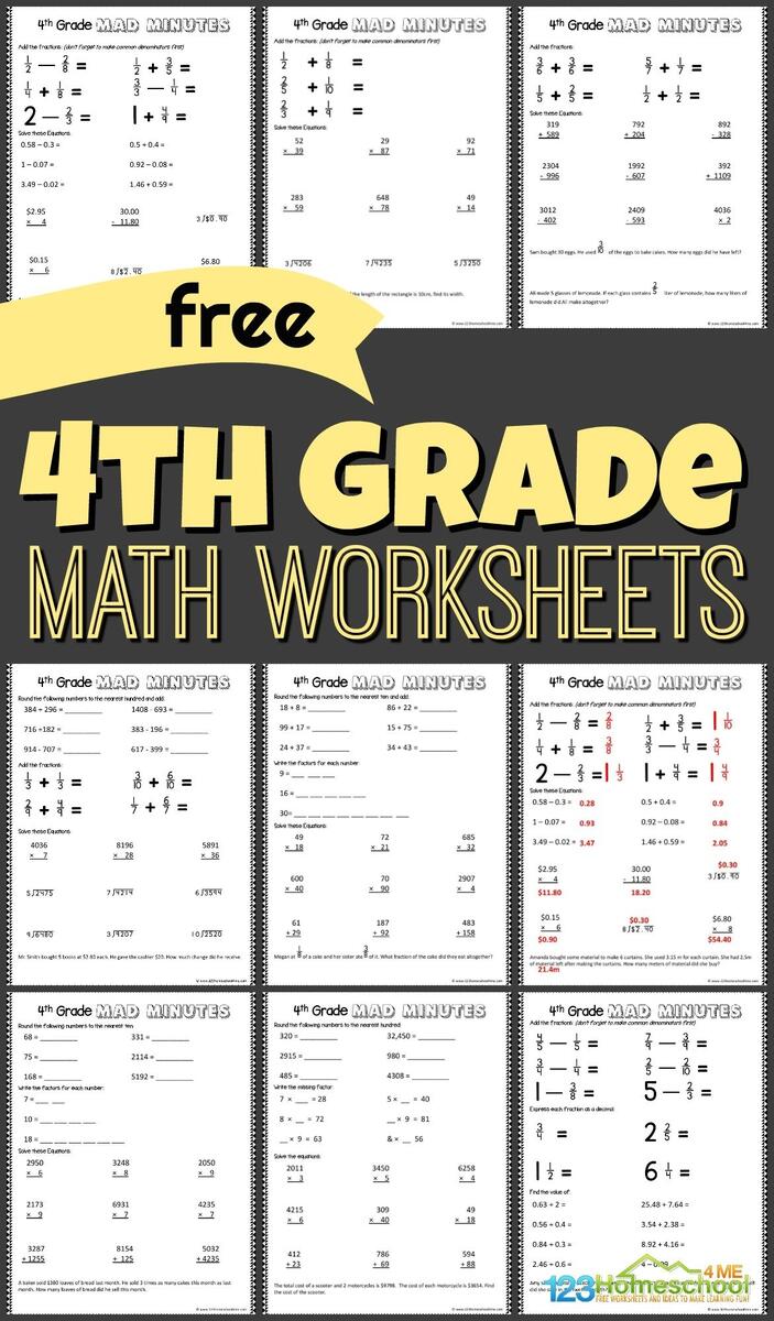 FREE Printable 4th Grade Math Worksheets Pdf Multiplication Mad Minute Mad Minute Math Math Minutes Worksheets Library