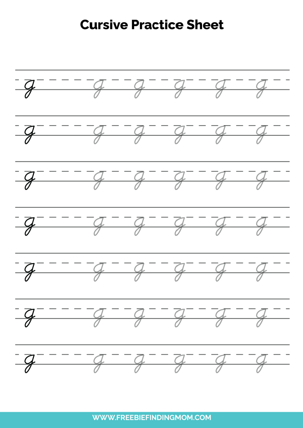 Free Printable Cursive Alphabet Practice Sheets Lowercase G