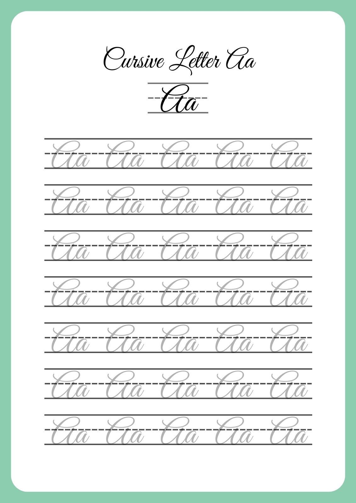 Cursive Alphabet Tracing Worksheet Printable Trace The Cursive Alphabet Cursive Practice Letter Tracing Tracing Worksheets Etsy Israel
