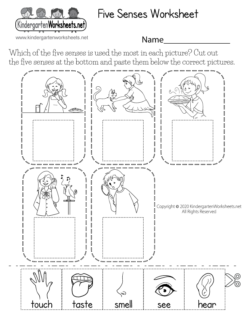 Free Printable Cut And Paste Five Senses Worksheet Five Senses Cut And Paste Worksheet For Kindergarten And ESL Students Free Download Ezpzlearn
