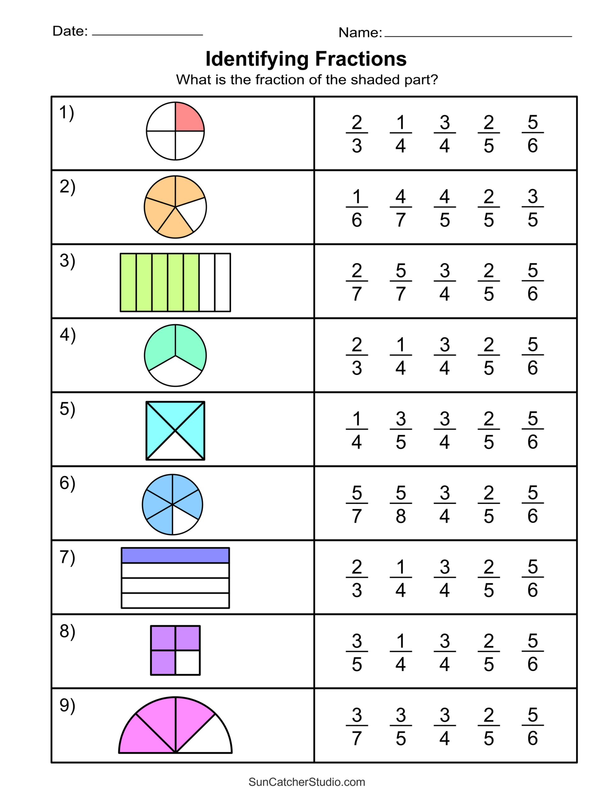 Free Printable Fractions Worksheets Comparing Identifying Free Printables Lettering SVG Files Tools Apps Fifth Grade Adding Fractions Worksheet