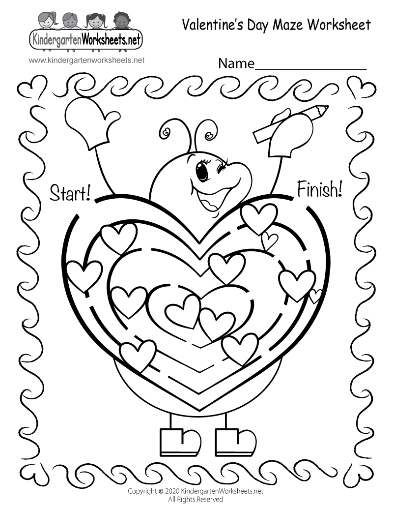 Free Printable Fun Valentine S Day Maze Worksheet Valentine S Day Worksheets For Preschool Or Kindergarten Mom Life Made Easy