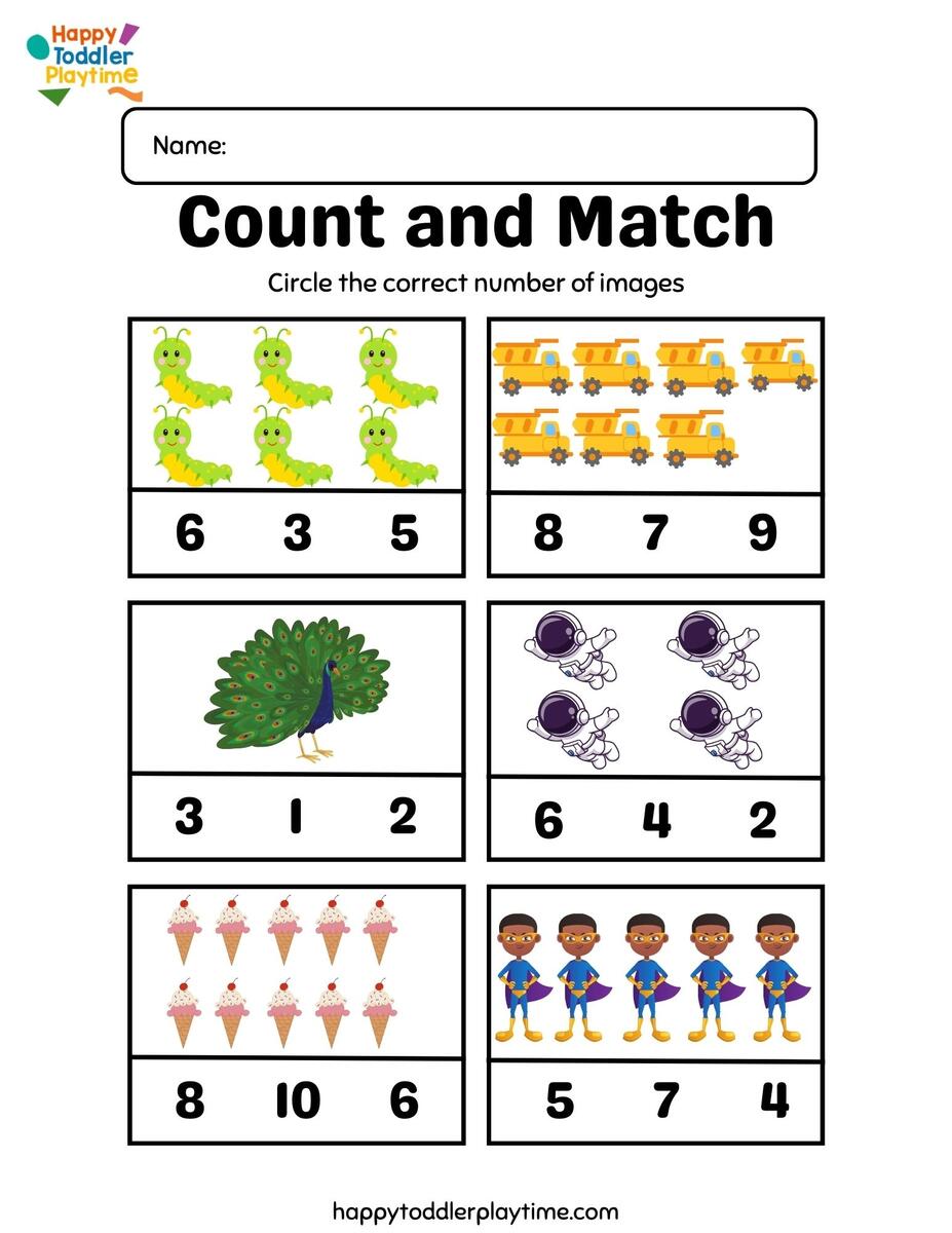Free Printable Kindergarten Counting Worksheets Happy Toddler Playtime