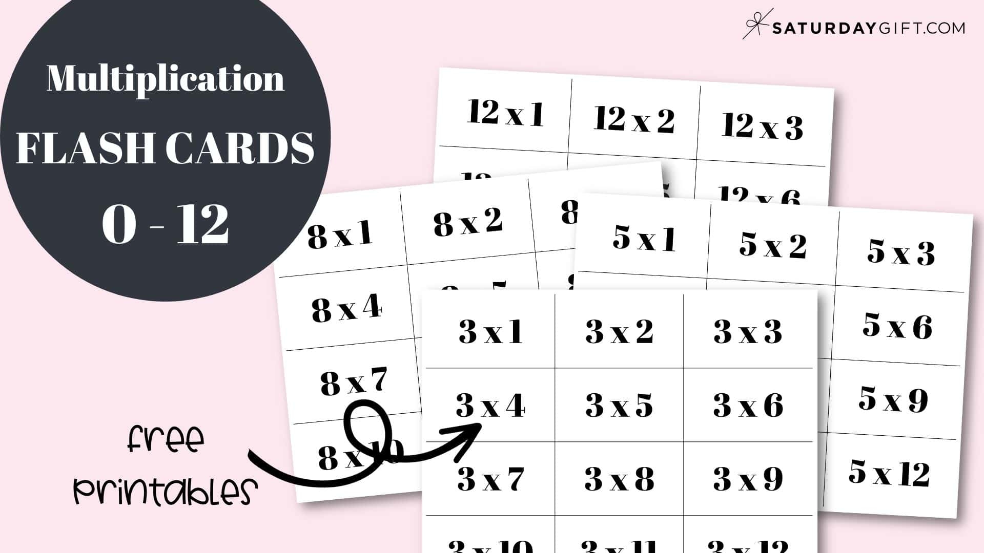 Free Printable Multiplication Flash Cards SaturdayGift Free Printable Multiplication Flash Cards SaturdayGift