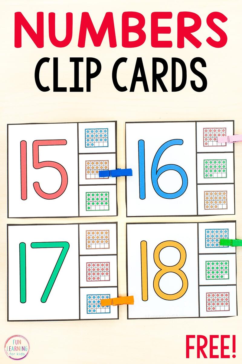 Free Printable Number Matching Clip Cards Free Printable Number Matching Worksheets For Kindergarten And Preschool Count And Match 1 10 MegaWorkbook