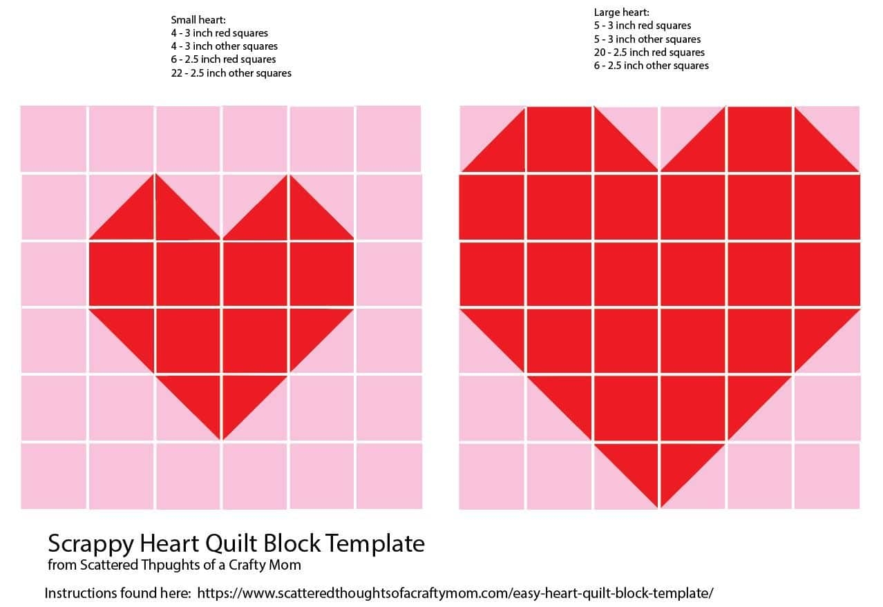 Free Scrappy Heart Quilt Block Pattern And Tutorial Free Scrappy Heart Quilt Block Pattern And Tutorial