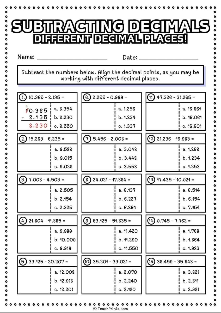 Free Subtracting Decimals Worksheets Teach Prints Free Subtracting Decimals Worksheets Teach Prints
