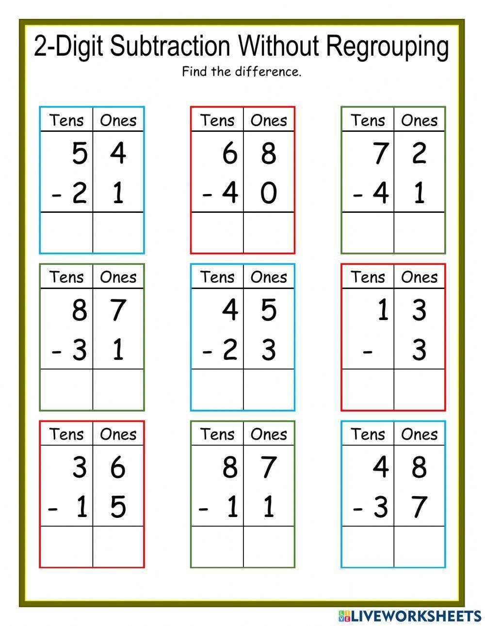 Free Subtraction Worksheet Without Regrouping For Grade 1 Download Free Subtraction Worksheet Without Regrouping For Grade 1 Png Images Free Worksheets On Clipart Library