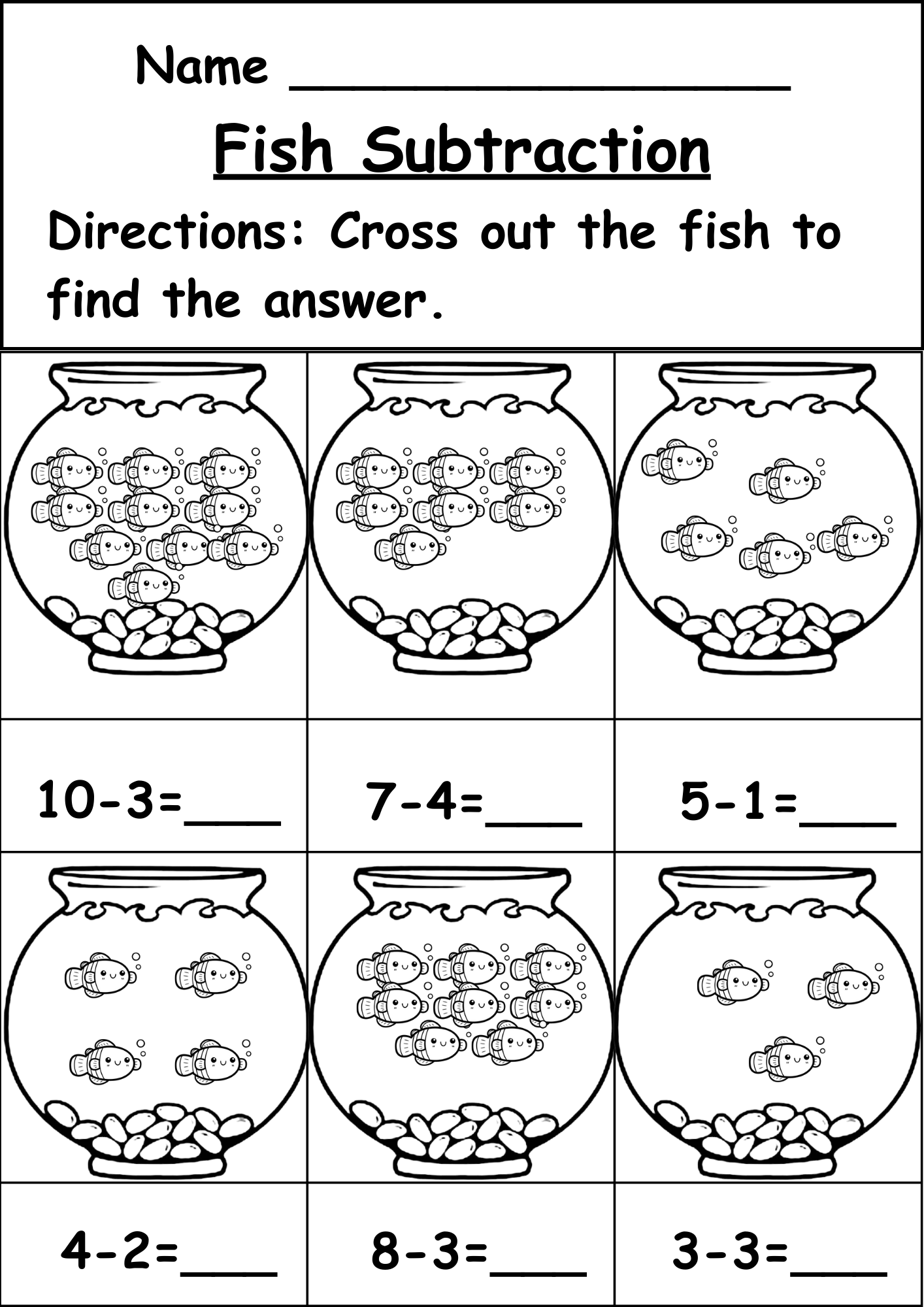 Subtraction Drills Worksheets
