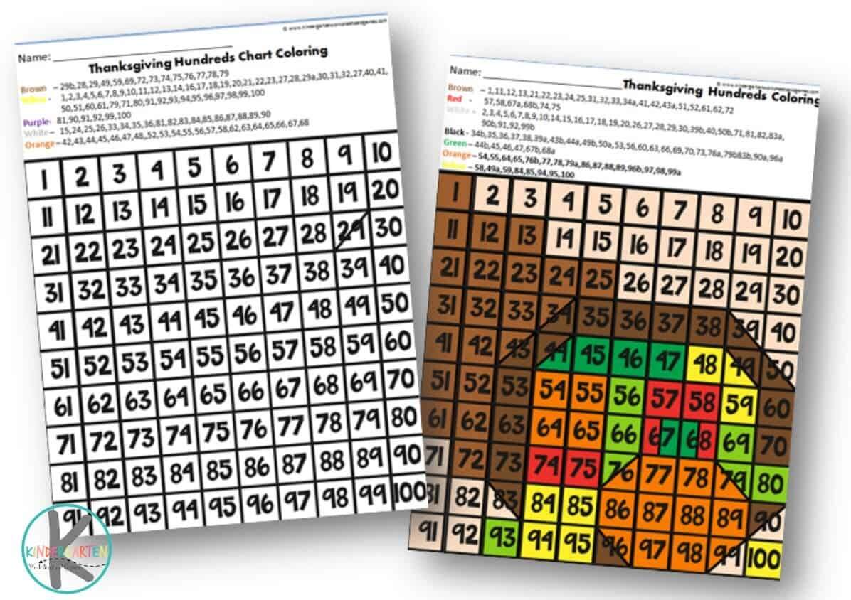 FREE Thanksgiving Hundreds Chart Coloring Holidays Math Hundreds Chart Mystery Picture Color By Number Made By Teachers