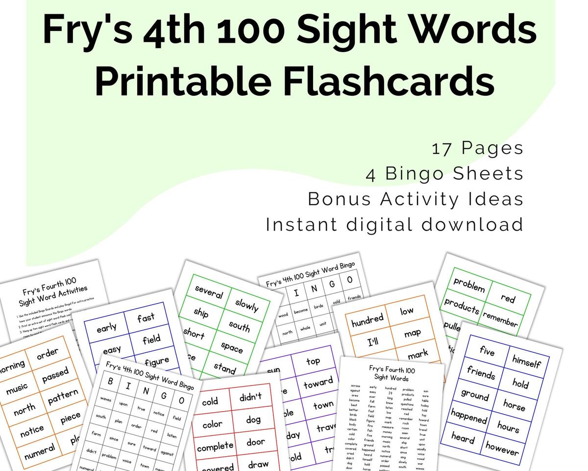 Fry S Fourth 100 Sight Words Flash Cards Printable Digital Download Homeschool Games For Learning To Read Practice High Frequency Words Etsy Fry S Fourth 100 Sight Words Flash Cards Printable Digital Download Homeschool Games For Learning To Read Practice High Frequency Words Etsy