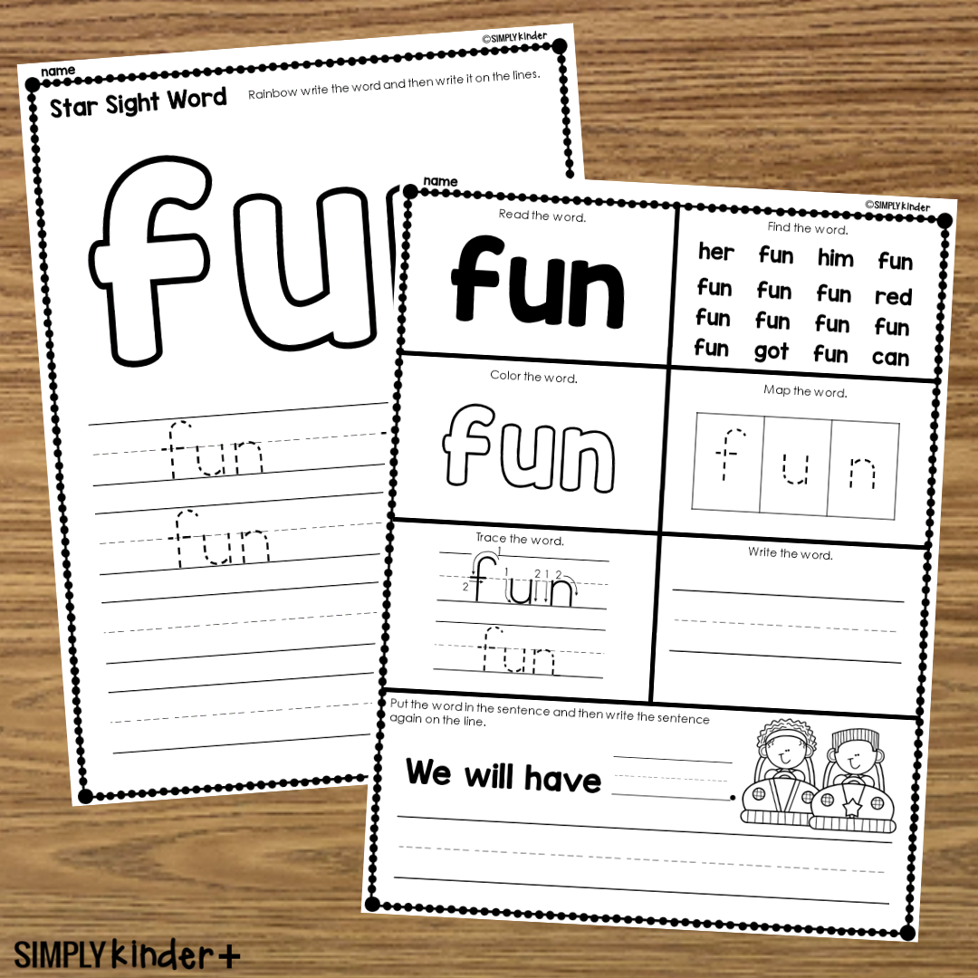 Fun Sight Word Printable Activities Simply Kinder Printable Membership All Sight Word Worksheet Fun Practice For Kindergarten First Grade Ezpzphonics