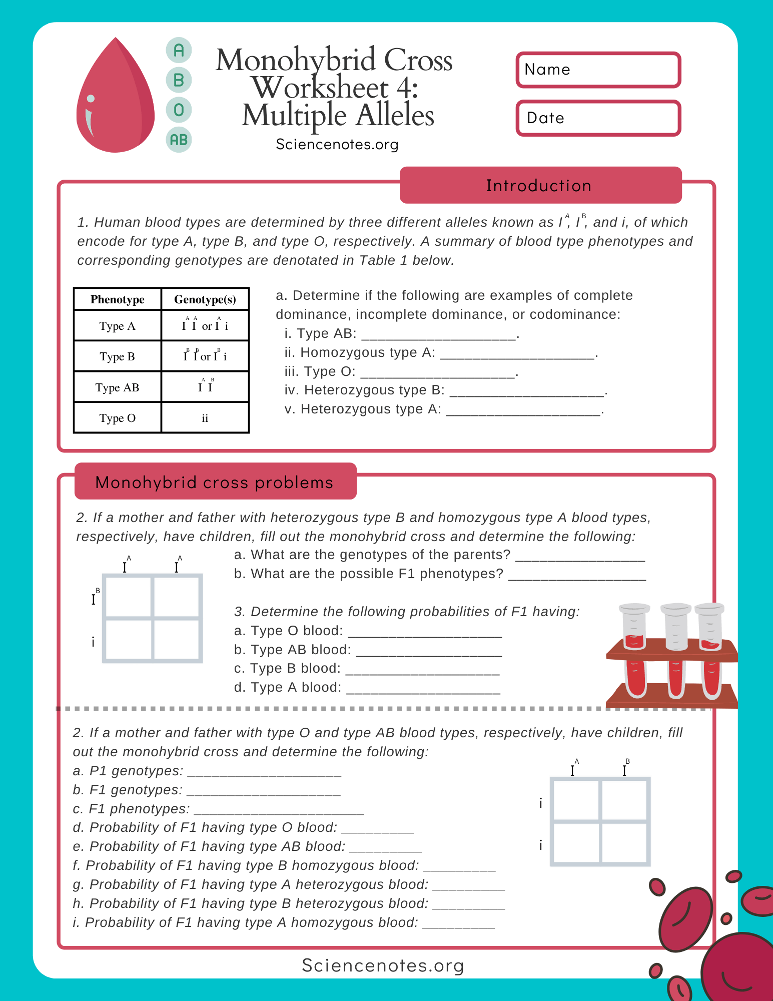 Genetics Worksheets And Printables Patterns Of Complex Inheritance My Worksheet Maker Create Your Own Worksheets