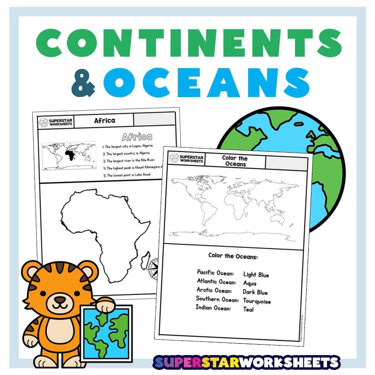 Geography Worksheets Superstar Worksheets FREE Color The 7 Continents All About Earth And Maps For Kindergarten And First Grade Activities
