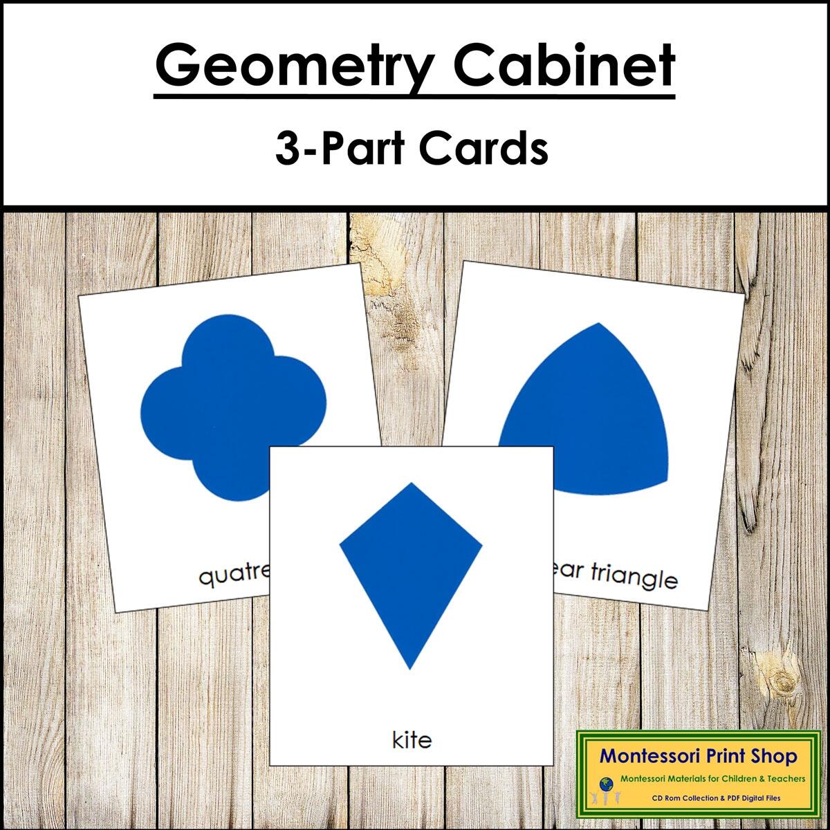 Geometric Shapes 3 Part Cards Primary Montessori Geometry Made By Teachers