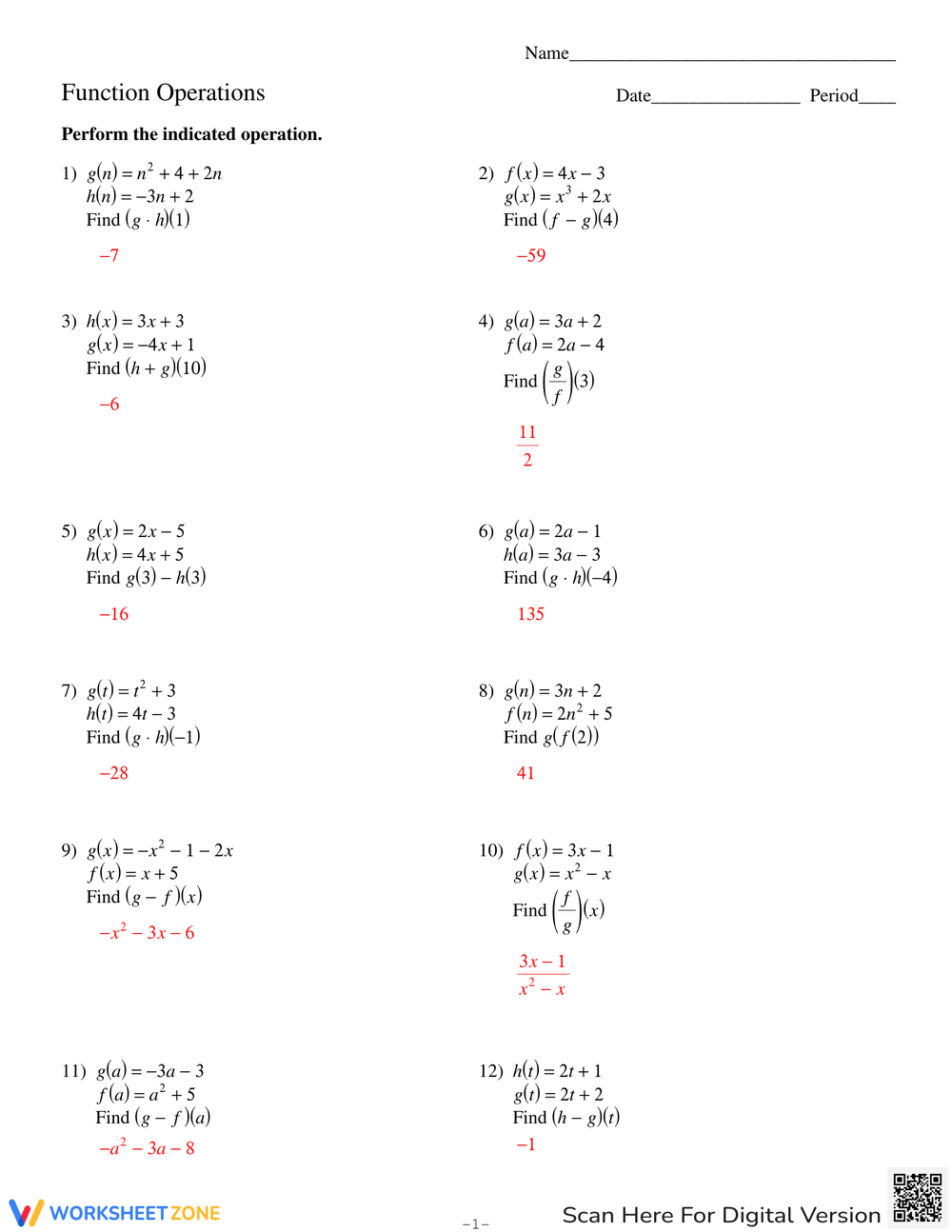 Grade 10 Functions Worksheets Printable