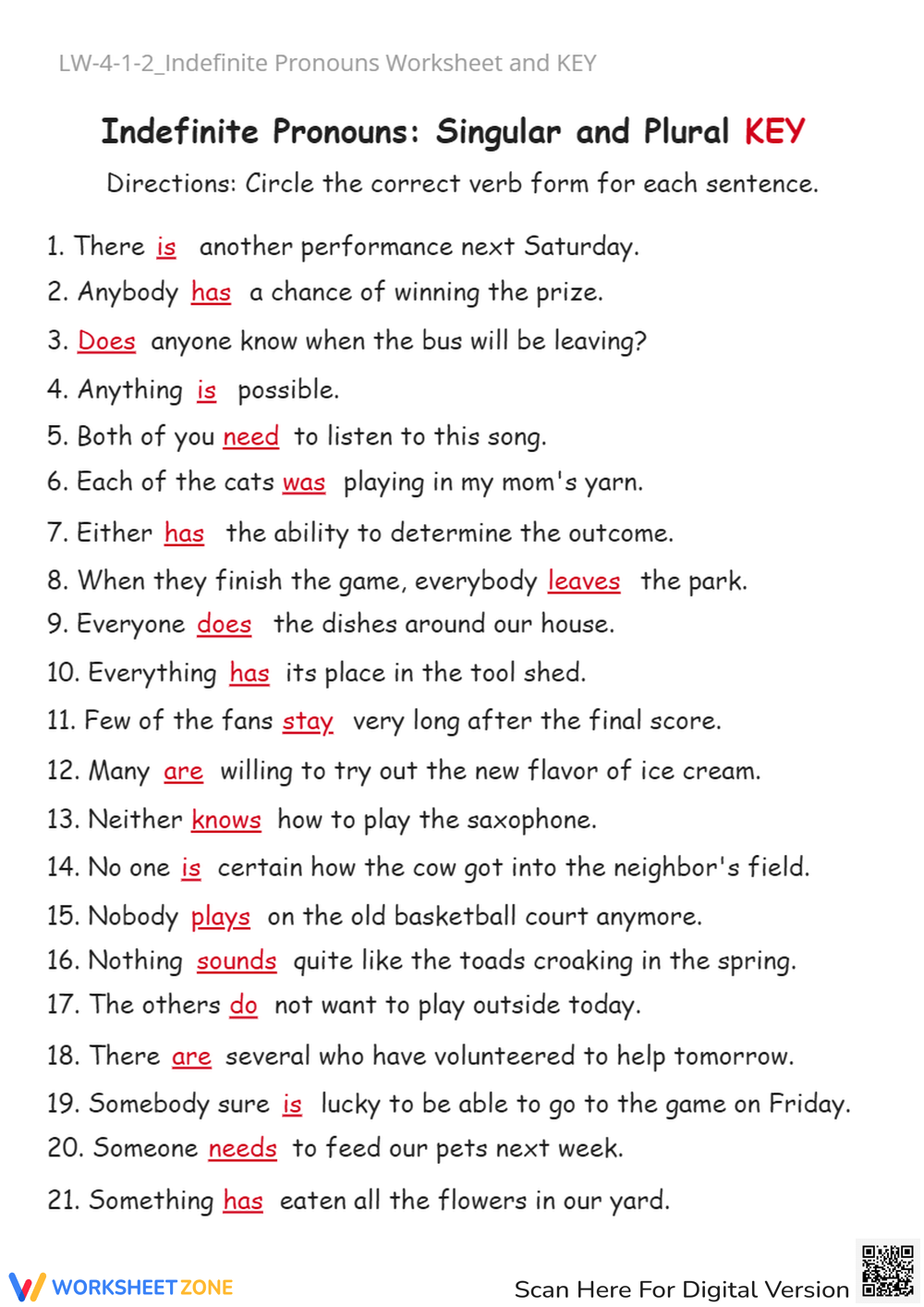 Grade 4 Pronouns Worksheets