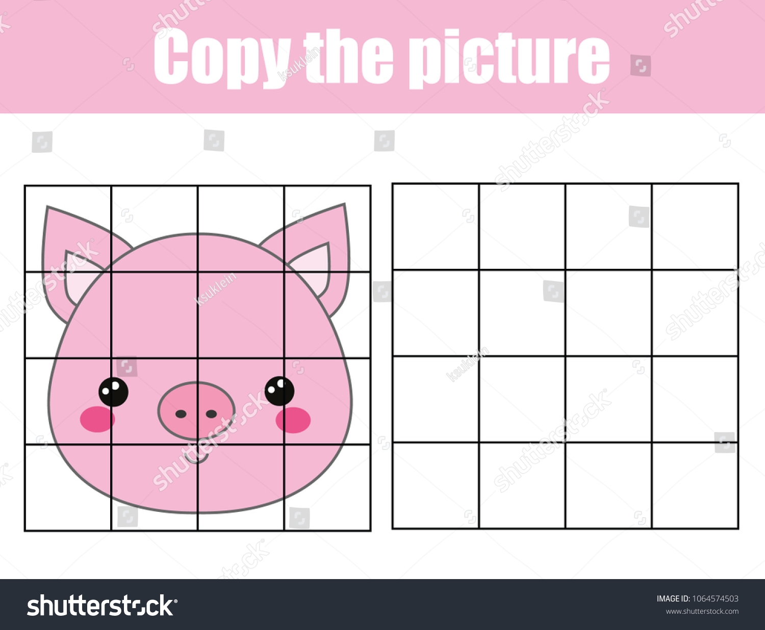 Grid Copy Drawing Activity Educational Children Stock Vector Royalty Free 1064574503 Shutterstock