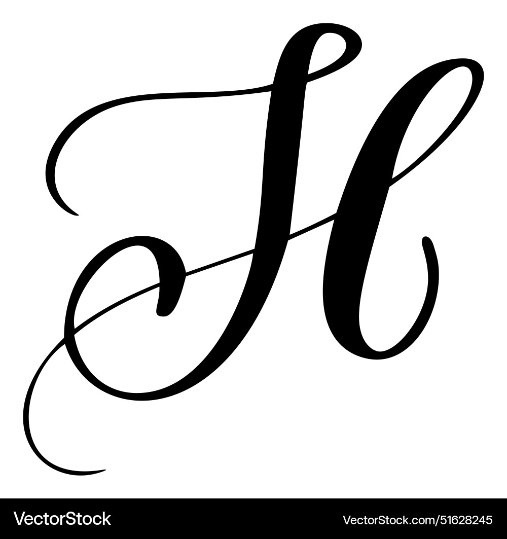 Hand Drawn Calligraphy Capital Letter H Royalty Free Vector VectorStock