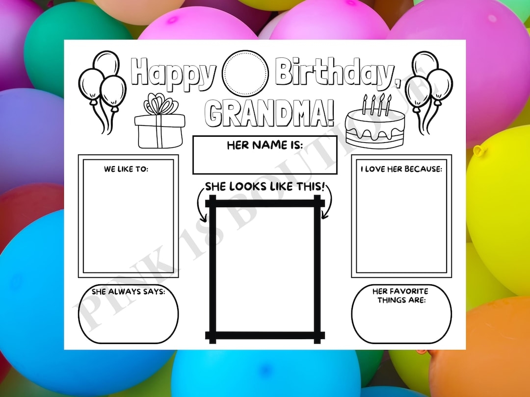 Happy Birthday Grandma Coloring Page Printable All About Grandma Placemat Activity Sheet Fill In The Blanks About Grandma Etsy Happy Birthday Grandma Coloring Page Printable All About Grandma Placemat Activity Sheet Fill In The Blanks About Grandma Etsy