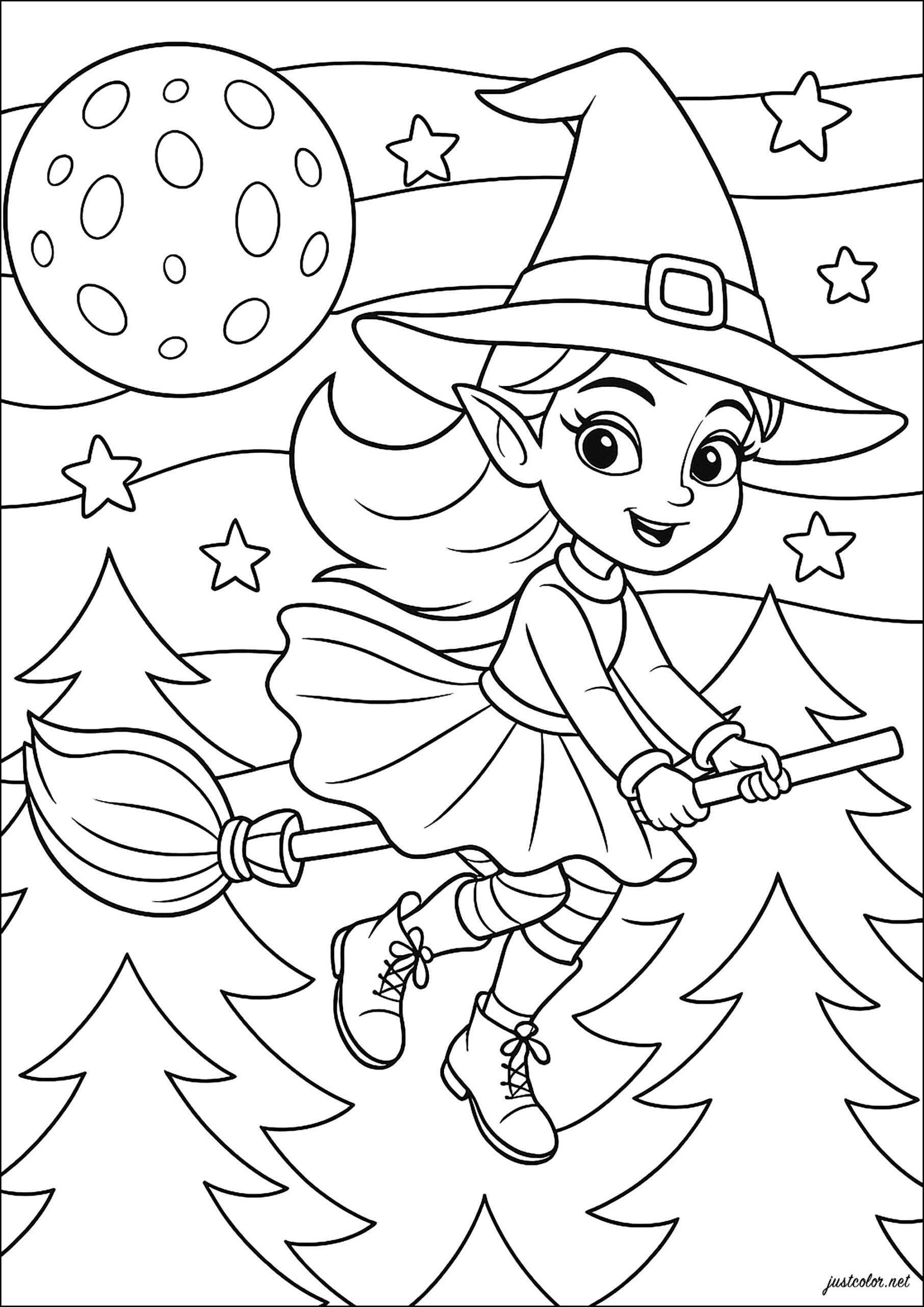 Free Witch Coloring Pages Happy Toddler Playtime