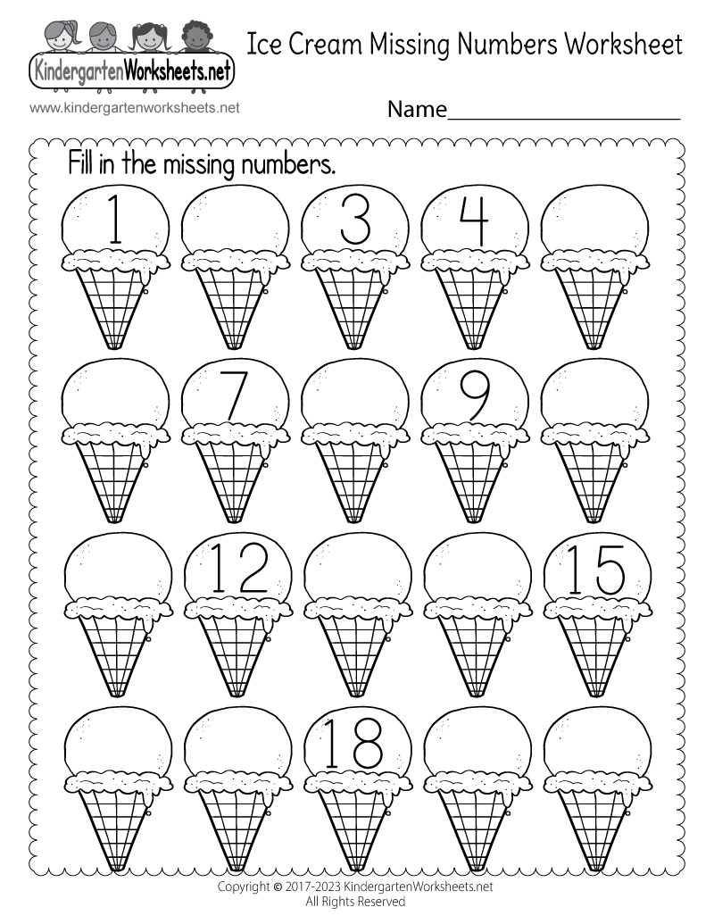 Ice Cream Missing Numbers 1 20 Worksheet Free Printable Digital PDF Missing Numbers Chart 1 20 Worksheets Ocean Theme Etsy
