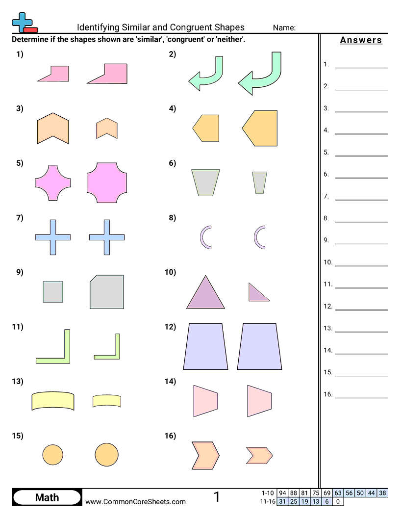 Identifying Similar And Congruent Shapes Worksheet Download
