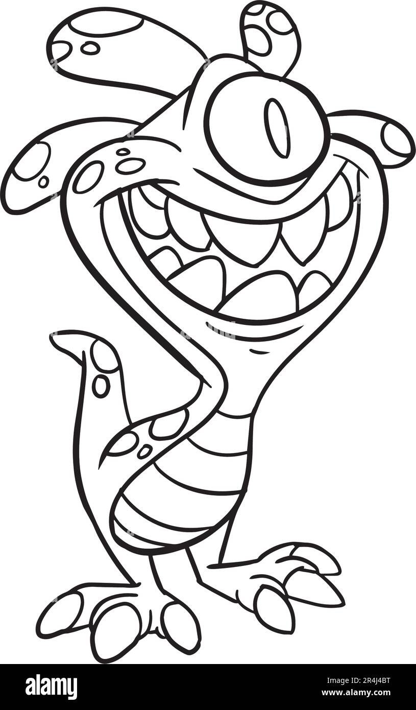 Illustration For Coloring Page And Icon Cartoon Style A Cute Adorable Creepy Little Monster Thick Lines Isolated White Background Lineart Cartoo Stock Vector Image Art Alamy