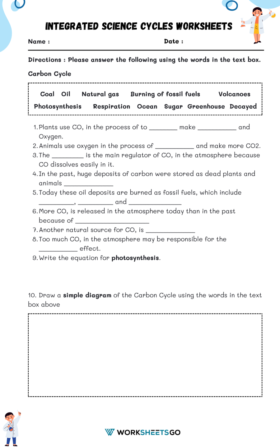 Integrated Science Cycles Worksheets WorksheetsGO Integrated Science Cycles Worksheets WorksheetsGO