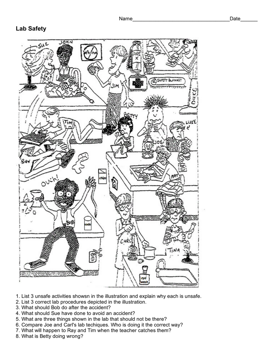 Lab Safety Worksheet Lab Safety Worksheet