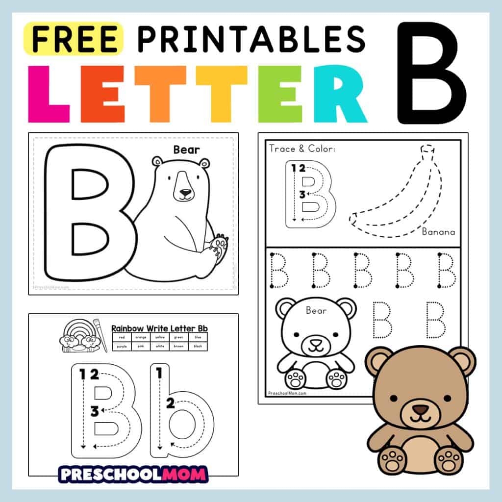 Letter B Preschool Printables Preschool Mom Letter B Coloring Worksheet Free Printable Digital PDF