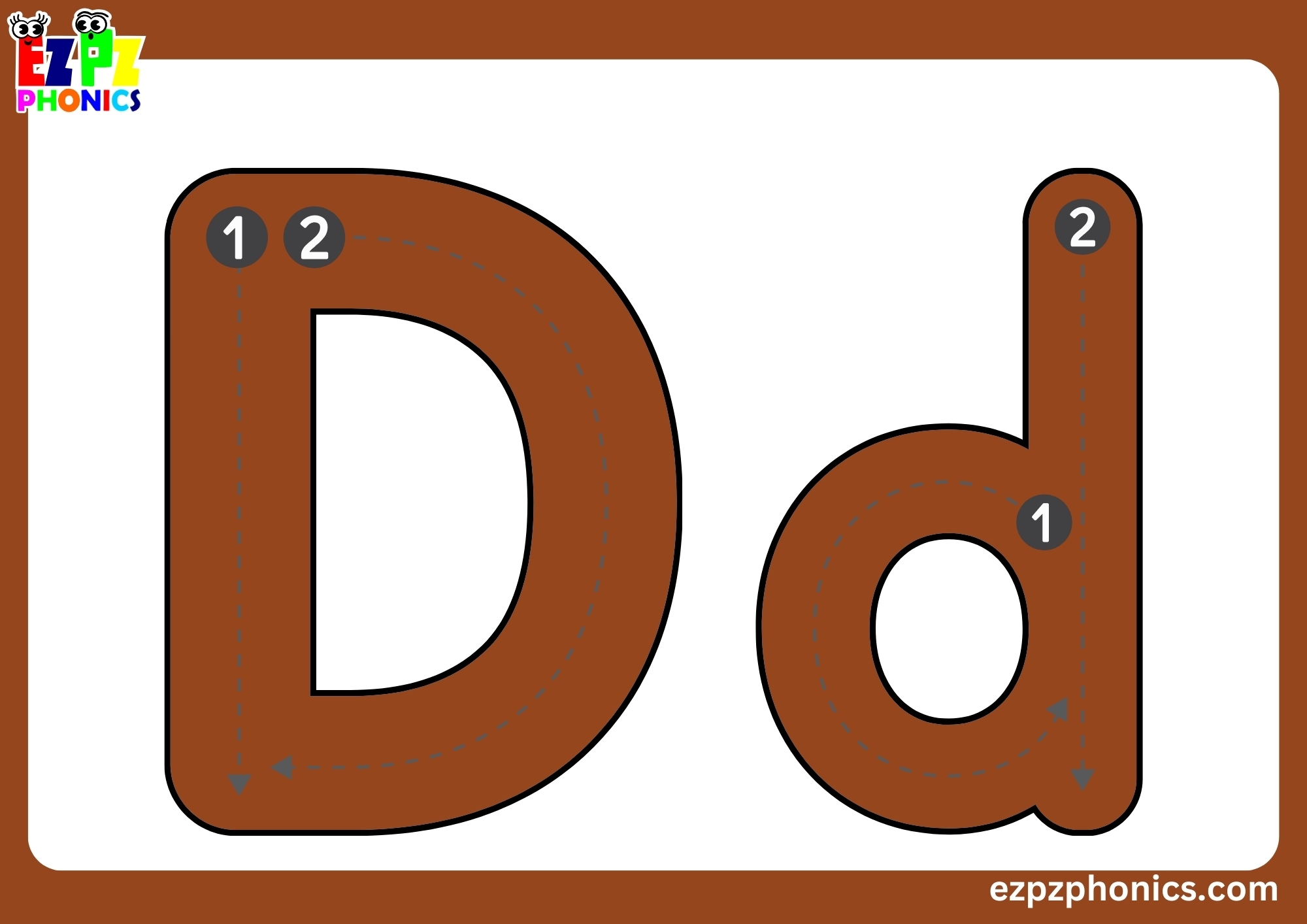 Letter D Free Kindergarten Phonics Alphabet Letter Sounds Flashcards Words On The Back Ezpzphonics
