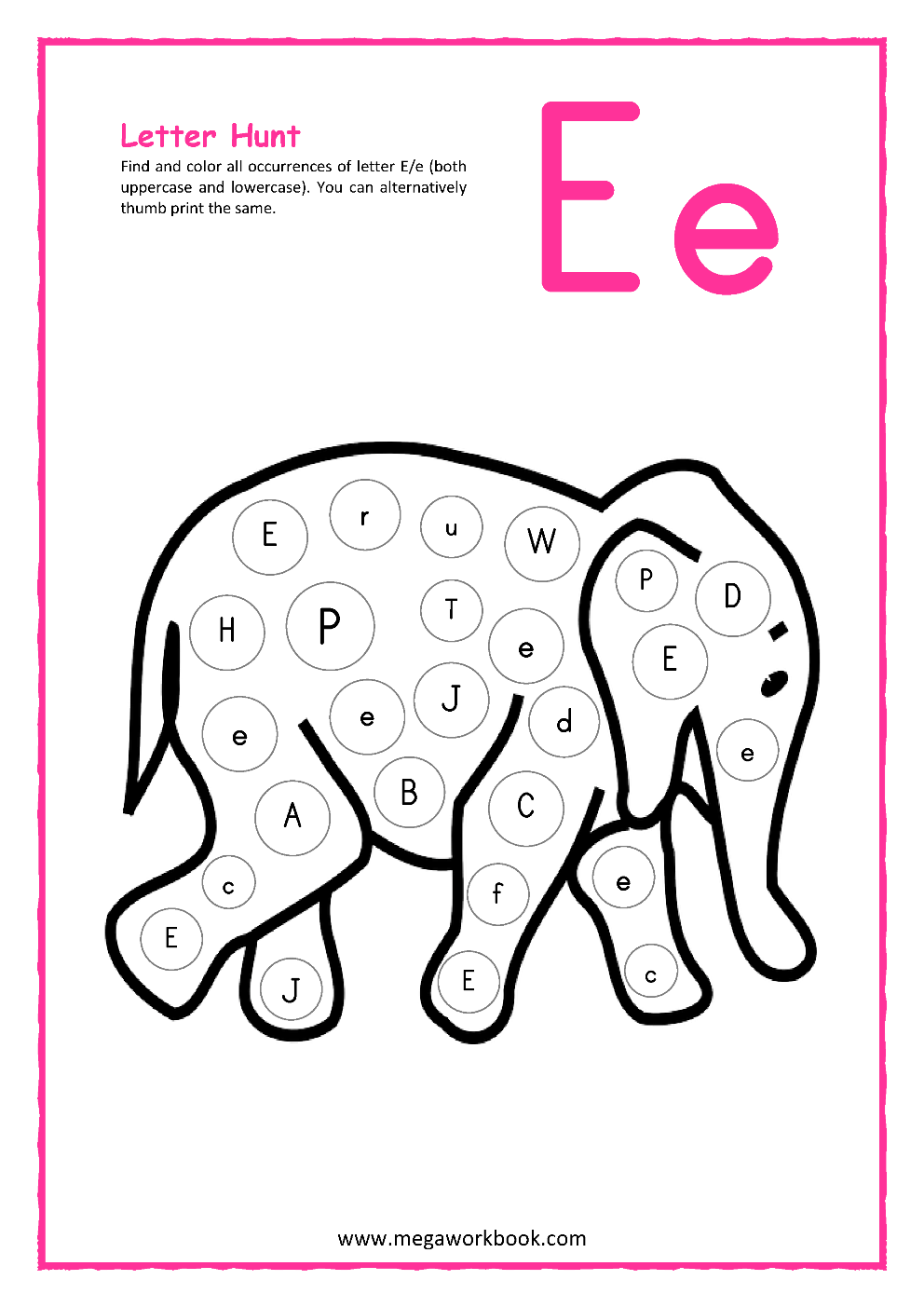 Tracing English Alphabet Letter E Is For Elephant Stock Vector Illustration Of Guide African 195951971