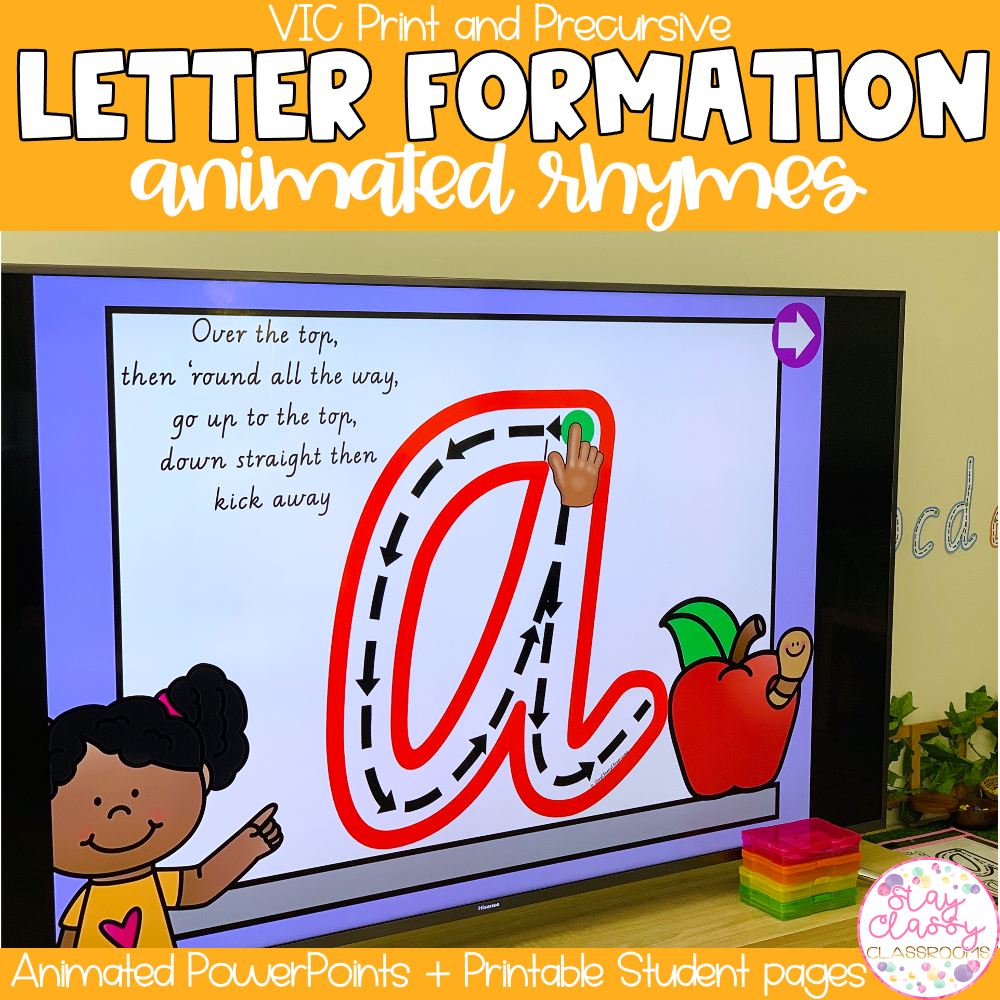 Letter Formation Rhymes Animated PowerPoint VIC Print Precursive Stay Classy Classrooms