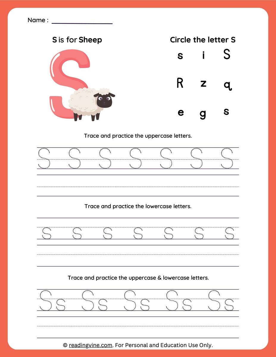 Free Letter S Tracing Worksheet Printable Dinosaur Themed Sly Spoon
