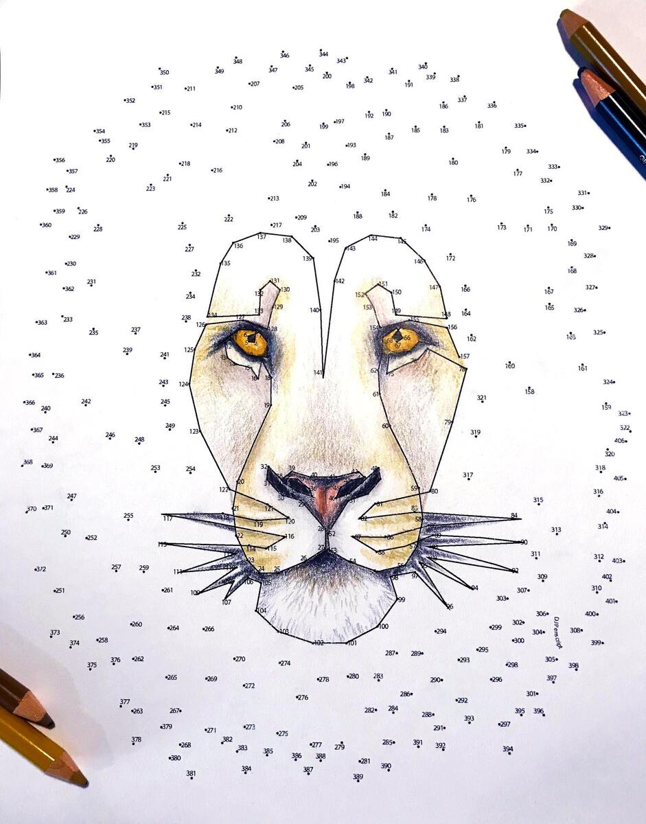 Lion Extreme Dot To Dot PDF Activity And Coloring Page Etsy