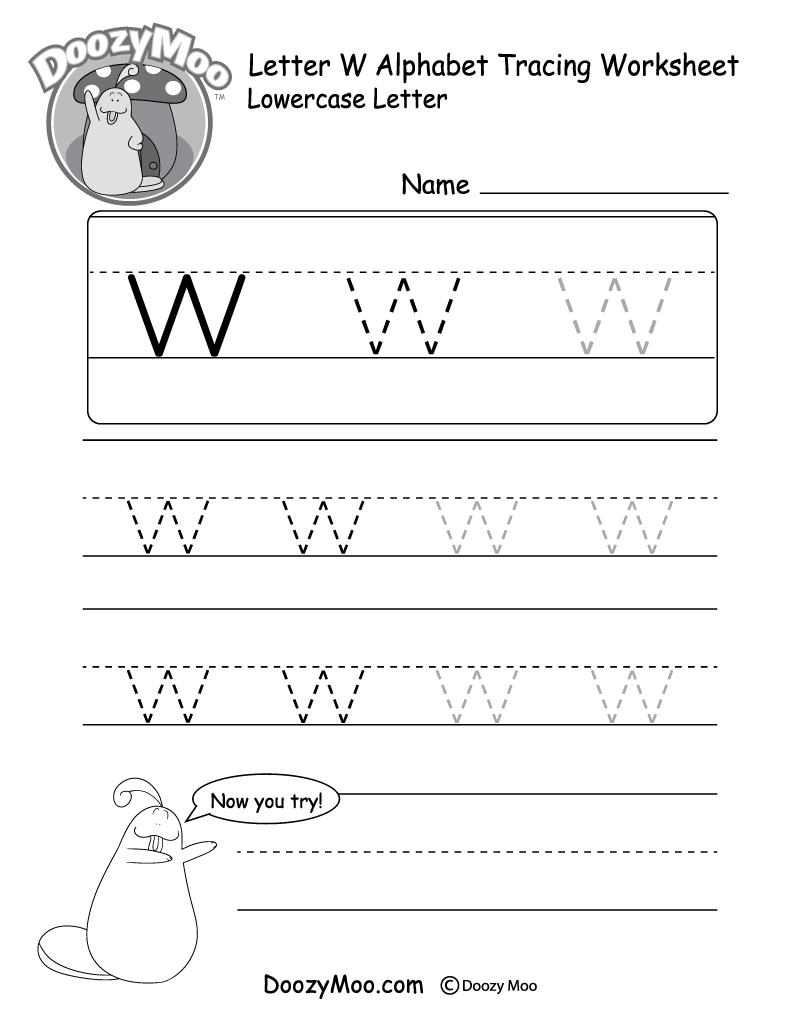 Lowercase Letter W Tracing Worksheet Doozy Moo Lowercase Letter W Tracing Worksheet Doozy Moo