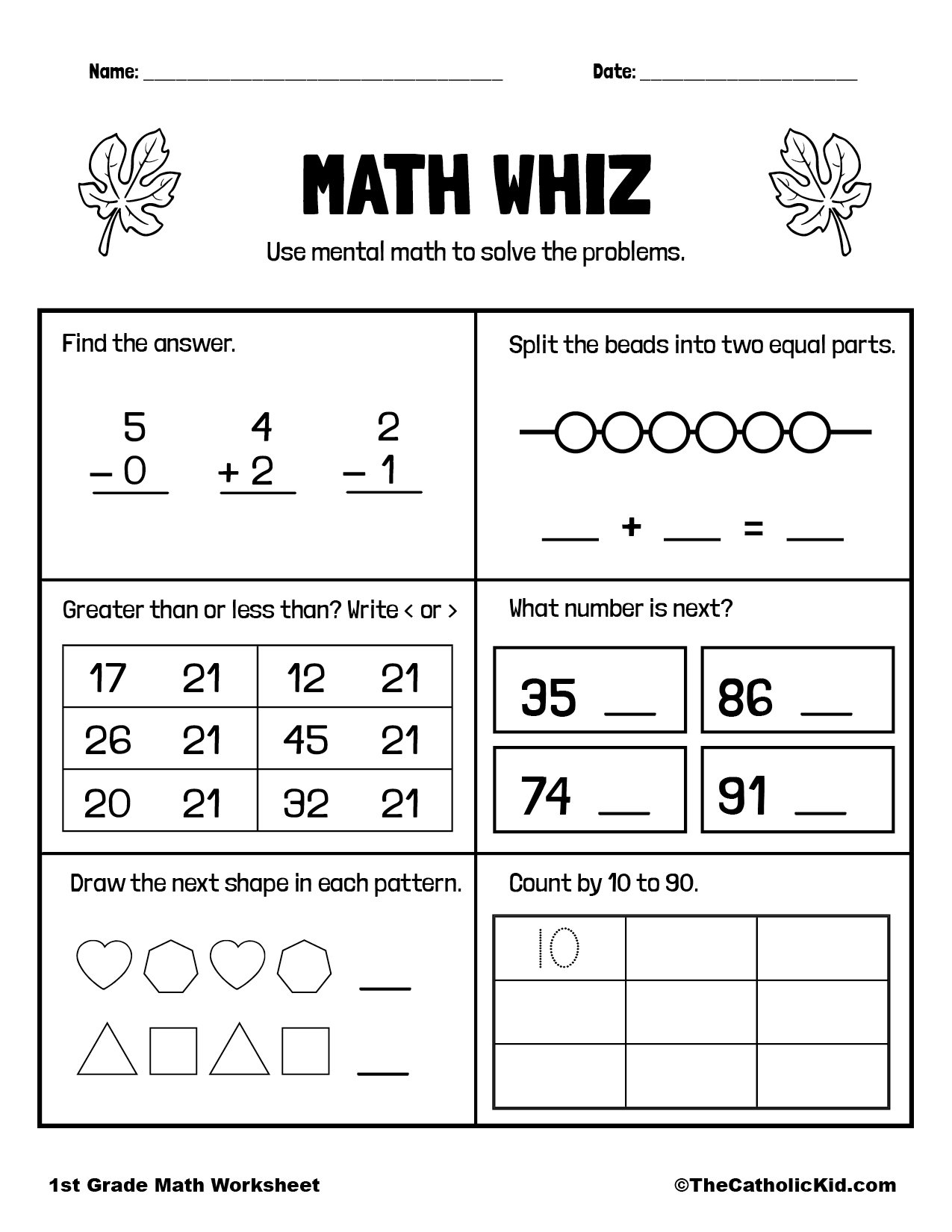 Math Review Page 1st Grade Math Worksheet Catholic TheCatholicKid May No Prep Pack 2nd Grade Review Worksheets ELA Grammar Reading Math Shop Sweet Tooth Teaching
