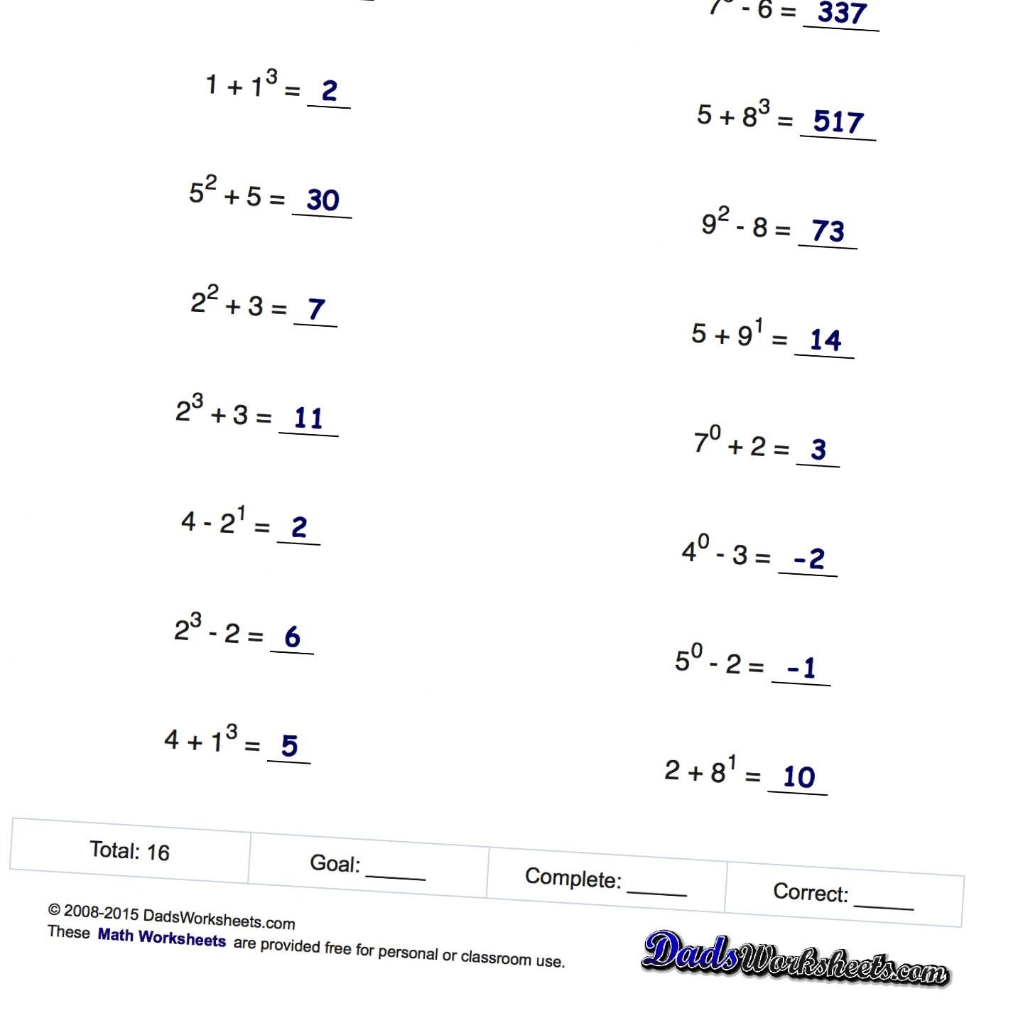 Math Worksheets Mixed Addition And Subtraction With Exponents Worksheets Library Math Worksheets Mixed Addition And Subtraction With Exponents Worksheets Library