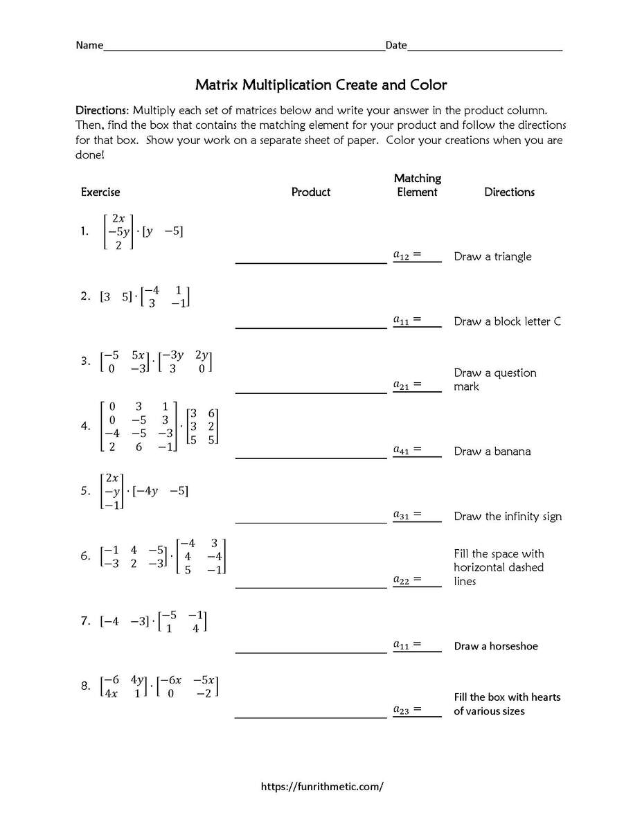 Matrix Multiplication Create And Color Funrithmetic
