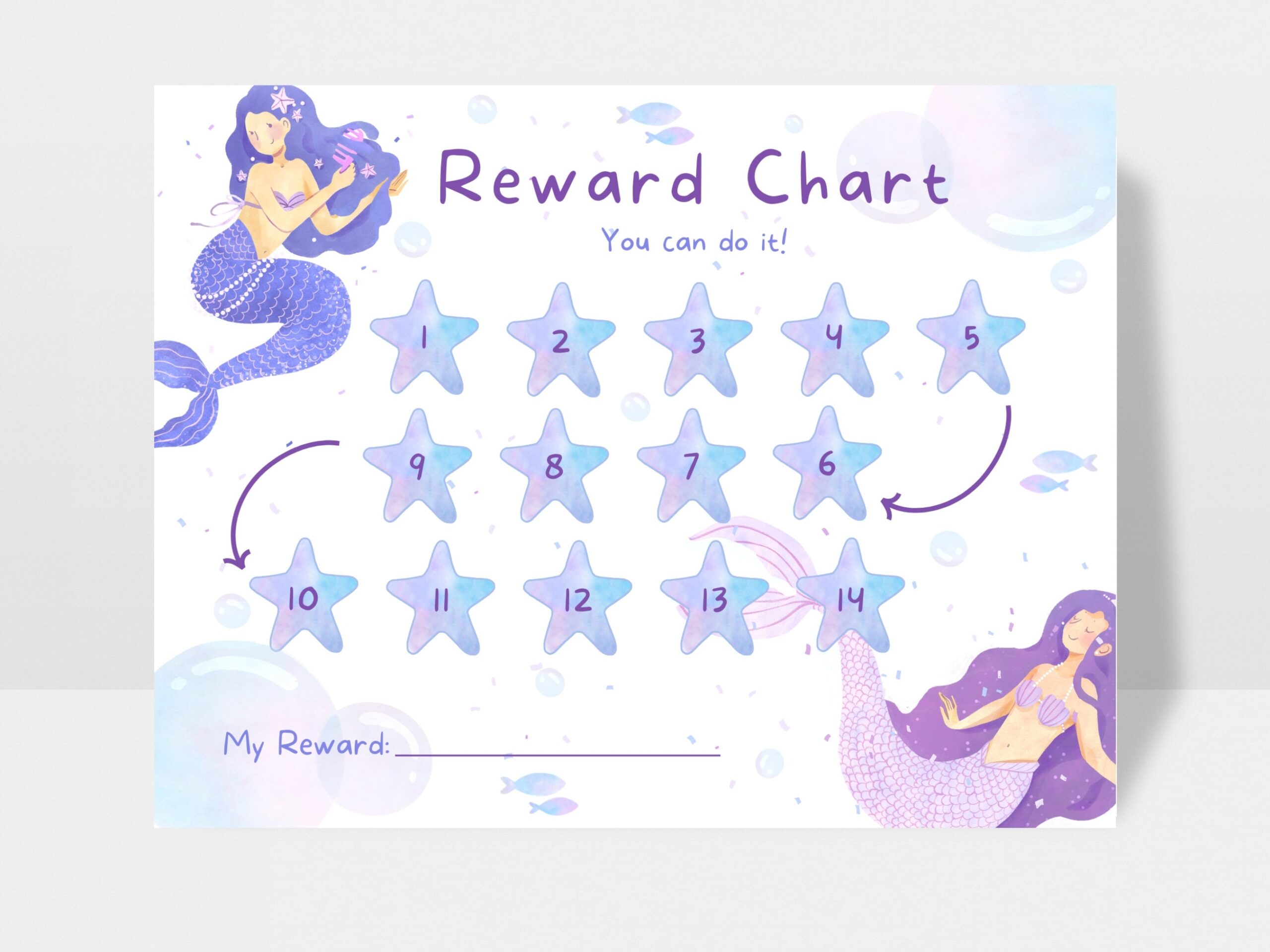 Mermaid Reward Chart For Kids Behavior Chart Printable Chore Chart Toddlers PDF Instant Download Mermaid Toddler Sticker Chart Etsy New Zealand