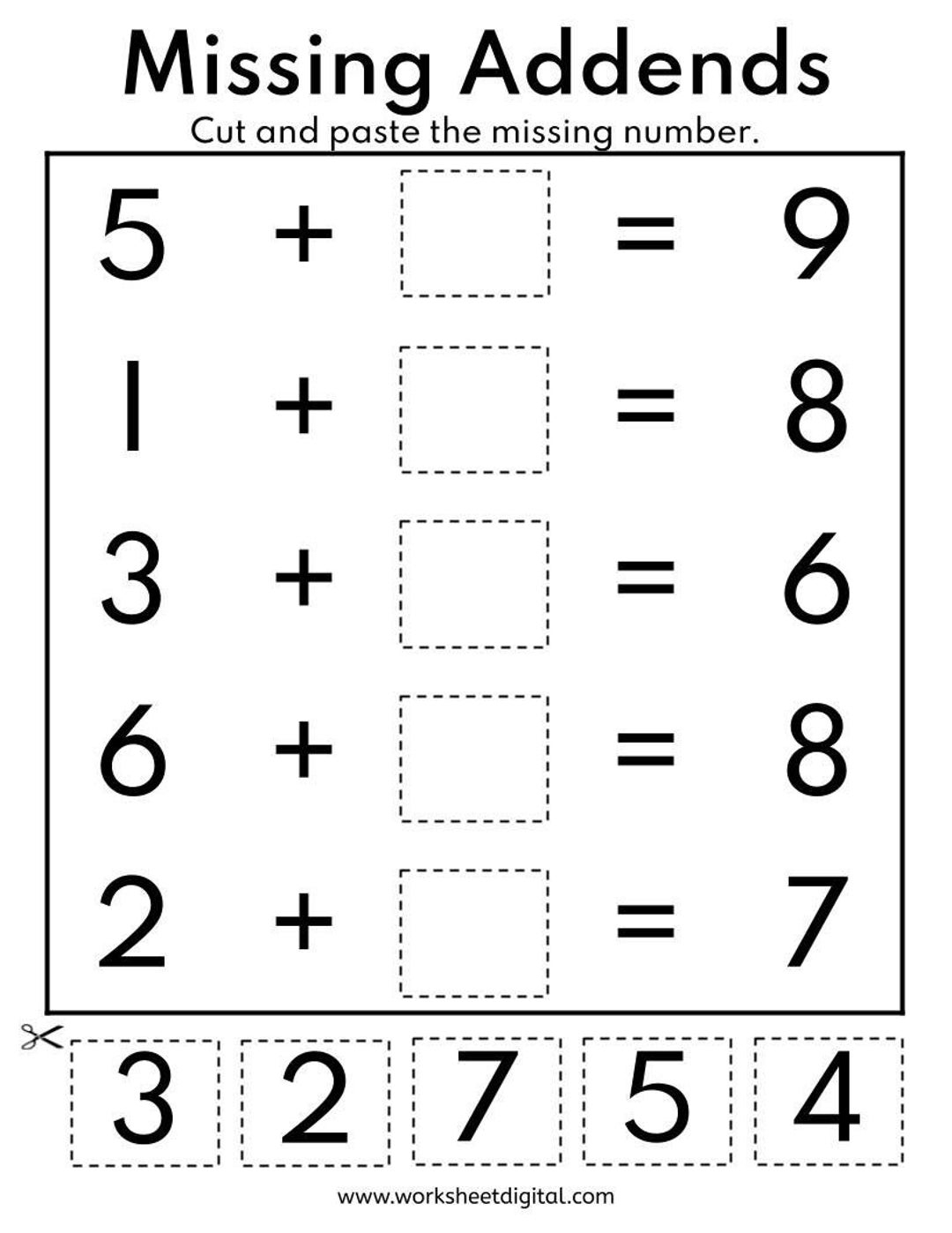 Missing Addends Worksheets Kindergarten 2nd Grade Math PDF Etsy Missing Addends Worksheets Kindergarten 2nd Grade Math PDF Etsy