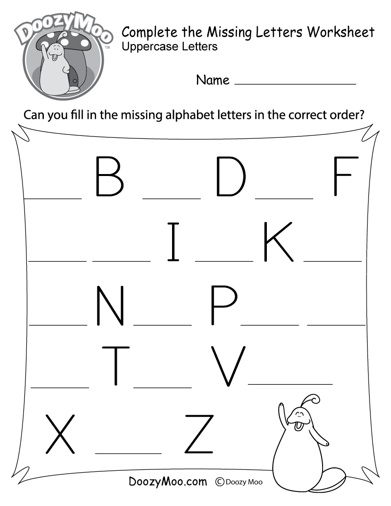 Missing Letter Worksheets Free Printables Doozy Moo Educational Game Kids Missing Letters Worksheet Stock Vector Royalty Free 2423315127 Shutterstock