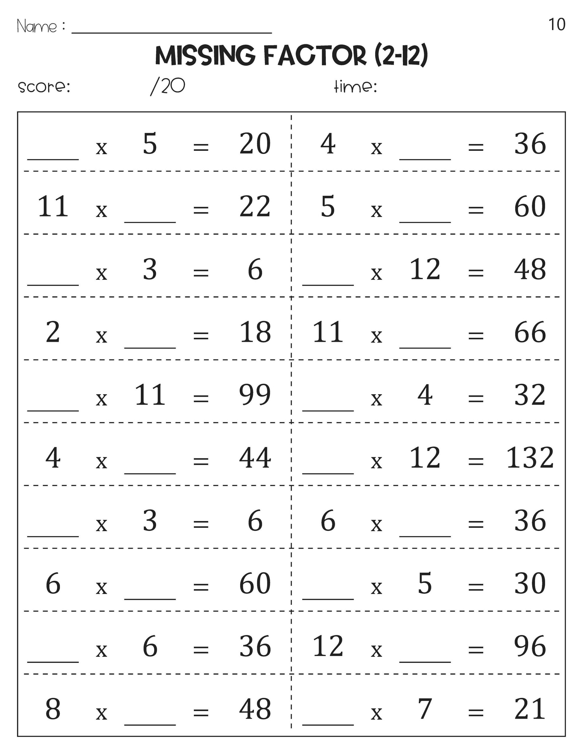 Missing Number Multiplication Factor Worksheets Etsy Missing Number Multiplication Factor Worksheets Etsy