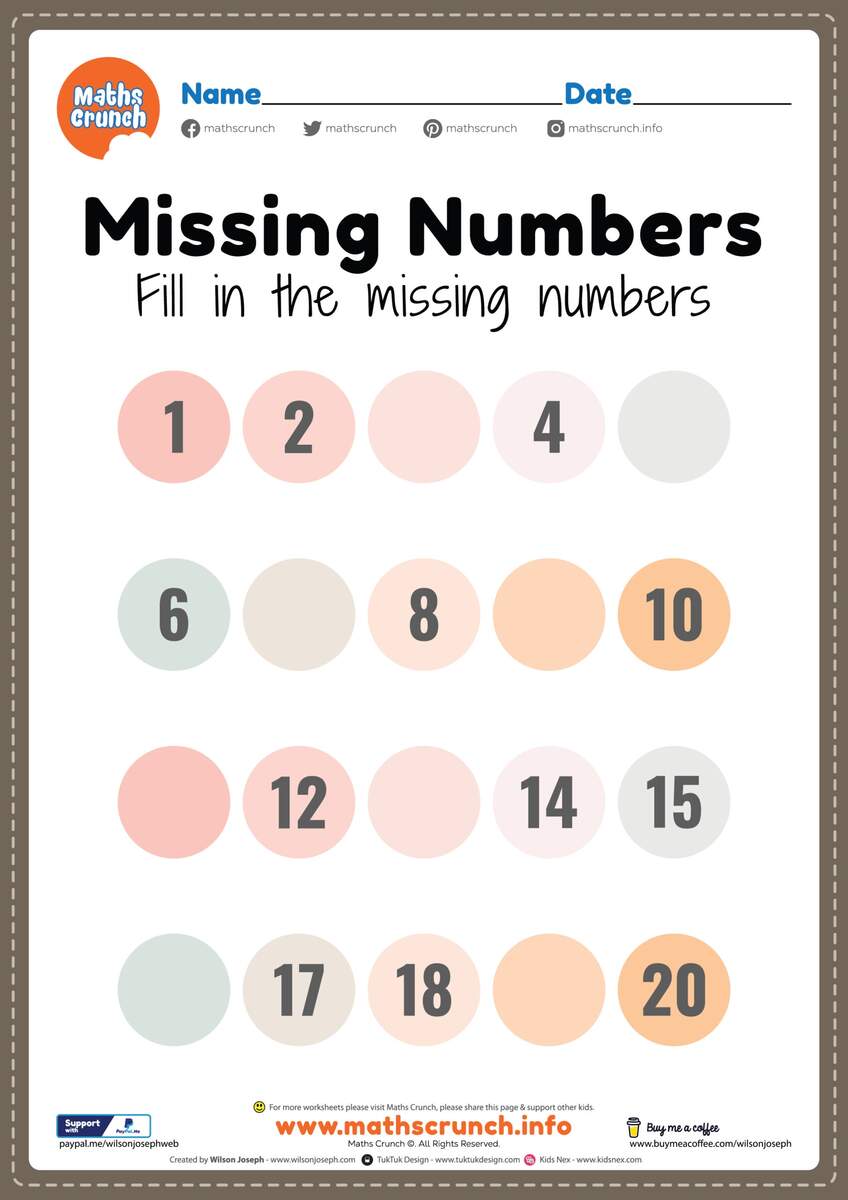 Missing Numbers Worksheet Free Printable PDF For Kids Find The Missing Numbers TheCatholicKid