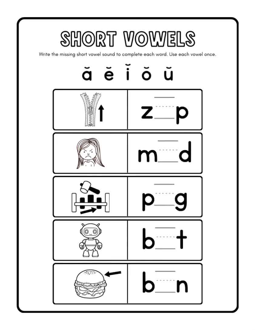 Missing Vowel Worksheets Vowel Sounds CVC Words Short Vowels Activity Homeschool Preschool Kindergarten First Grade Second Grade Etsy Canada Missing Vowel Worksheets Vowel Sounds CVC Words Short Vowels Activity Homeschool Preschool Kindergarten First Grade Second Grade Etsy Canada