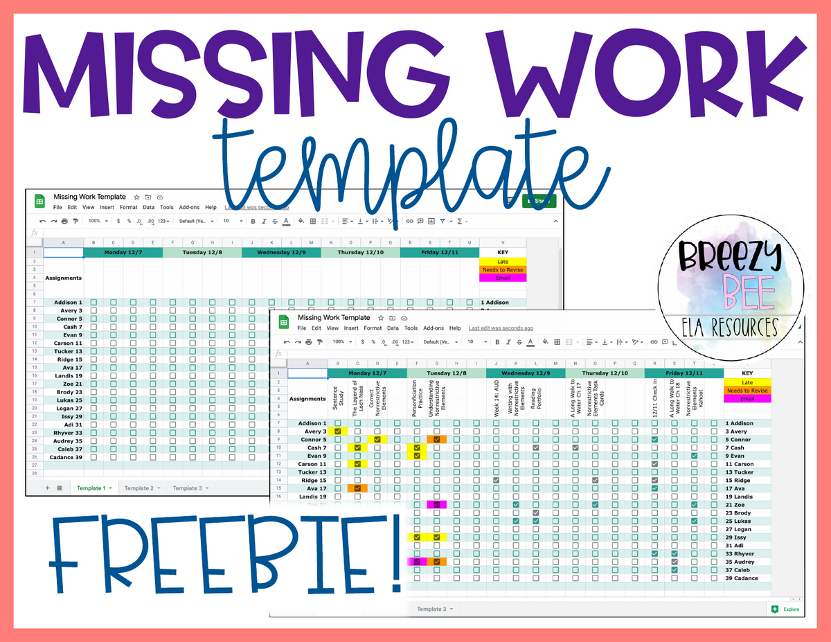Missing Work Template For Teachers