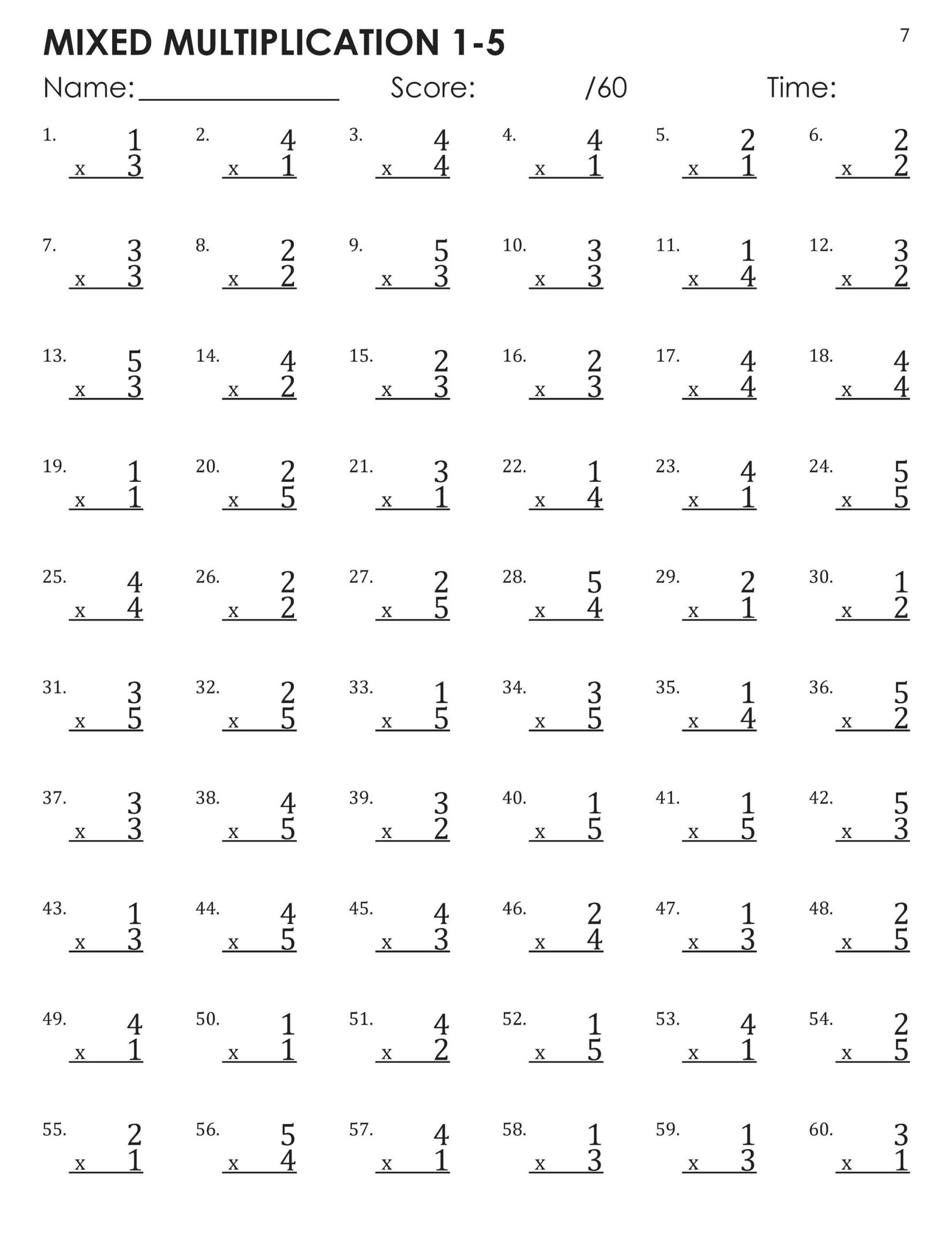 Mixed Multiplication Facts 1 5 Timed Tests Worksheets Etsy Mixed Multiplication Facts 1 5 Timed Tests Worksheets Etsy
