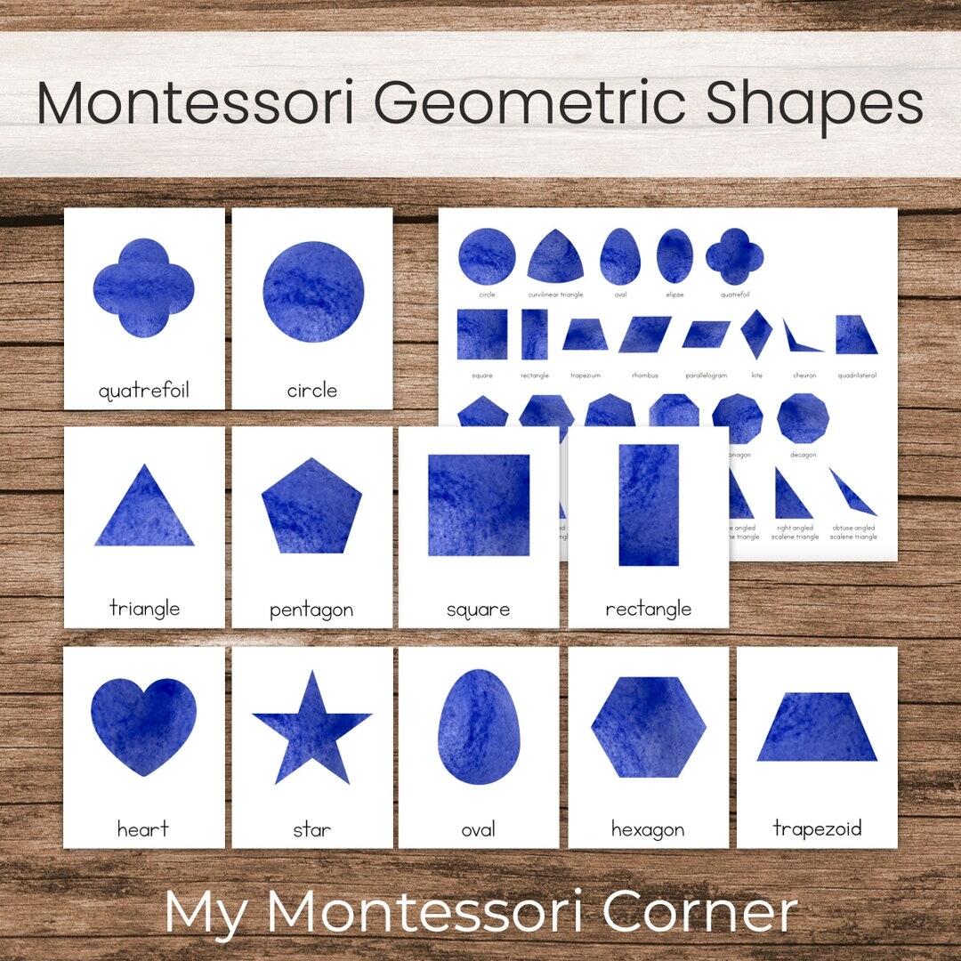 Montessori Geometric Shapes 3 Part Cards And Control Chart Homeschool Preschool Printable Materials Etsy